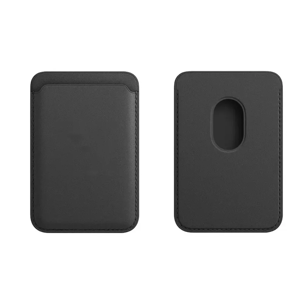 MagSafe Compatible Leather Card Wallet Case - Black